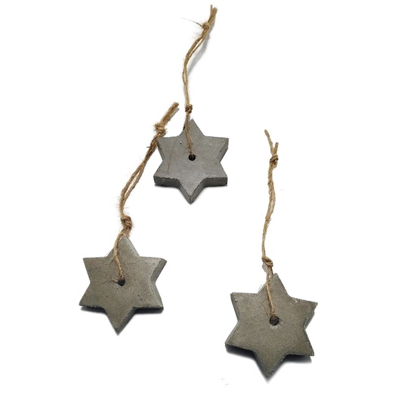 Τρία τσιμεντένια αστεράκια 5.5 Χ 3.5 Χ 2.0 //majishan - αστέρι, τσιμέντο, χειροποίητα, στολίδια