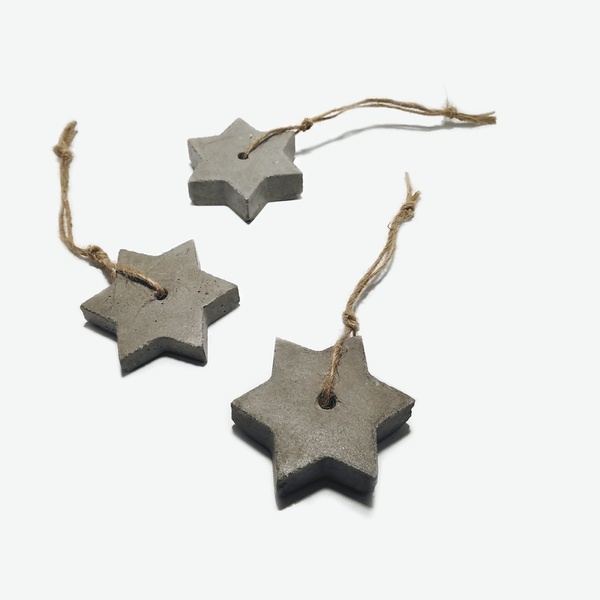 Τρία τσιμεντένια αστεράκια 5.5 Χ 3.5 Χ 2.0 //majishan - αστέρι, τσιμέντο, χειροποίητα, στολίδια - 3