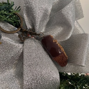 Χρισοτουγεννιάτικο Μπρελόκ μελομακάρονο και επικάλυψη σοκολάτα από πηλό - γούρι, πηλός, χριστουγεννιάτικα δώρα, σπιτιού, μπρελοκ κλειδιών - 4