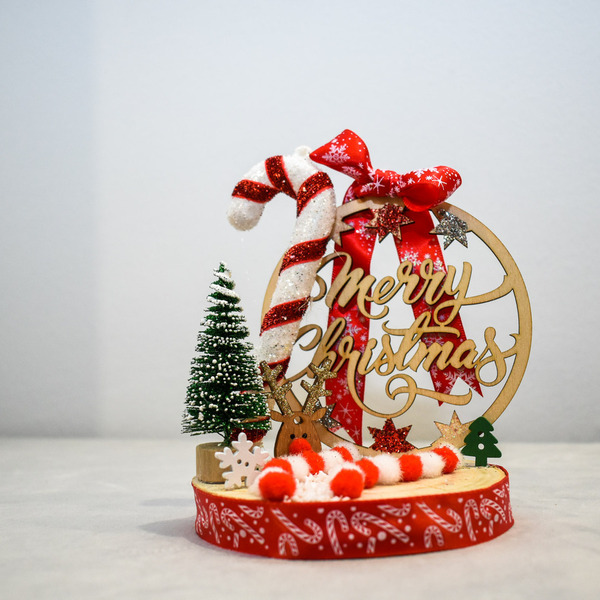 Επιτραπέζιος Διακοσμητικός Ξύλινος Κορμός Merry Christmas 14x10εκ - ξύλο, διακοσμητικά, πρωτότυπα δώρα, δέντρο - 2