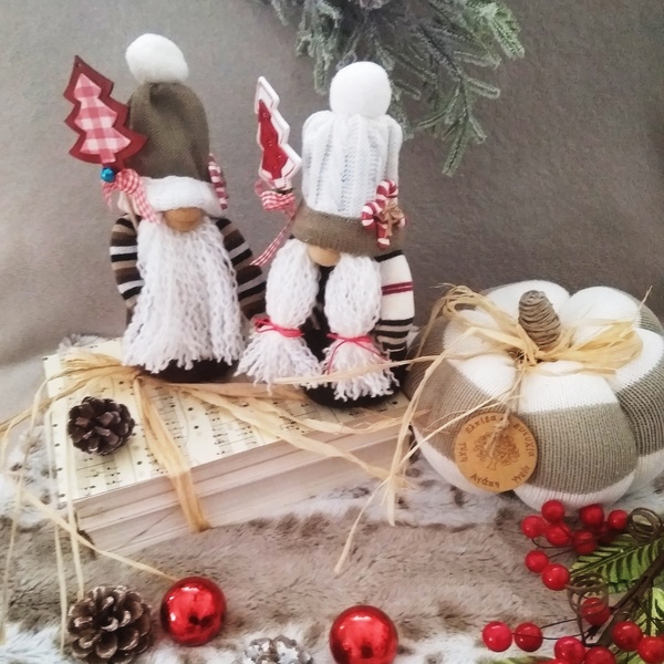 Ξωτικό Χριστουγέννων, νάνος, αγόρι με πλεκτό σκούφο, gnome. - ύφασμα, διακοσμητικά - 2