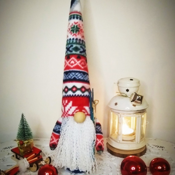 Ξωτικό Χριστουγέννων, Large, νάνος,αγόρι με σκί, gnome. - διακοσμητικά, χριστουγεννιάτικα δώρα, δώρα για δασκάλες - 2