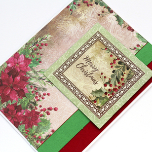 Χριστουγεννιάτικη κάρτα "Merry Christmas" poinsettias - χαρτί, ευχετήριες κάρτες - 3