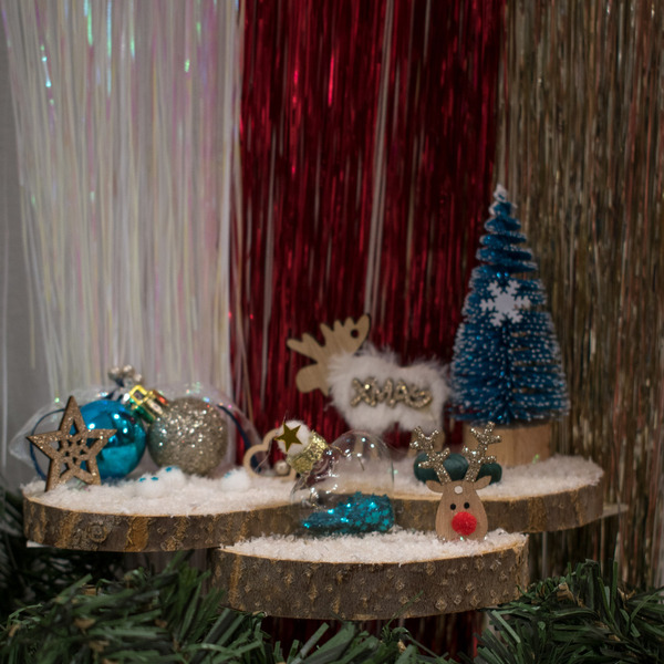 Επιτραπέζιος Διακοσμητικός Ξύλινος Πολύχρωμος Κορμός Χριστουγεννιάτικο Χωριό 15x21εκ - ξύλο, διακοσμητικά, πρωτότυπα δώρα, δέντρο - 2
