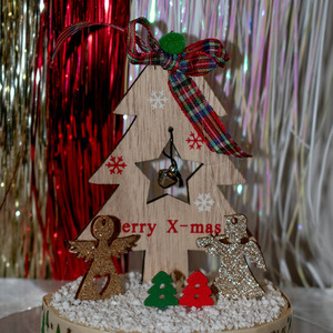 Χριστουγεννιάτικο Δέντρο Πάνω Σε Ξύλινο Κορμό 13x10εκ - ξύλο, διακοσμητικά, πρωτότυπα δώρα, αγγελάκι, δέντρο - 2