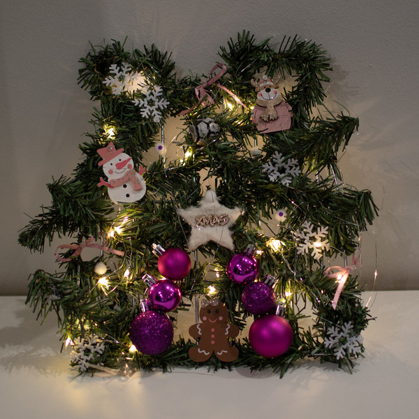 Χριστουγεννιάτικη Μεταλλική Φωτιζόμενη Πόρτα 30x28εκ - μέταλλο, κρεμαστά, διακοσμητικά, δέντρο - 2