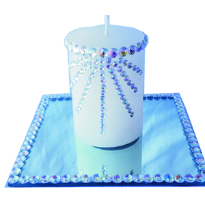κερί με στρας πάνω σε τετράγωνο καθρέπτη - αρωματικά κεριά