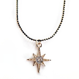 Κολιέ Αστέρι με μαύρη χρυσή αλυσίδα - χαλκός, αστέρι, χριστουγεννιάτικα δώρα, μενταγιόν