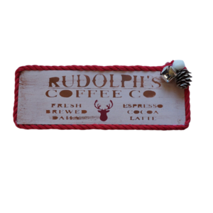 Χριστουγεννιάτικη Διακοσμητική Επιγραφή "Rudolph"- pink - ξύλο, vintage, διακοσμητικά