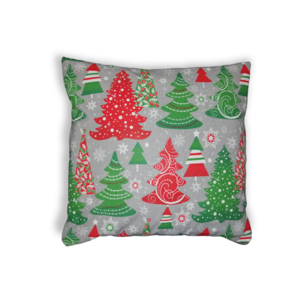Χριστουγεννιάτικη διακοσμητική μαξιλαροθήκη γκρι με δέντρα 40*40,30*30 - ύφασμα, λευκά είδη