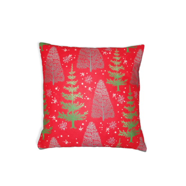 Χριστουγεννιάτικη διακοσμητική μαξιλαροθήκη κόκκινο με δέντρα 40*40,30*30 - ύφασμα, διακοσμητικά
