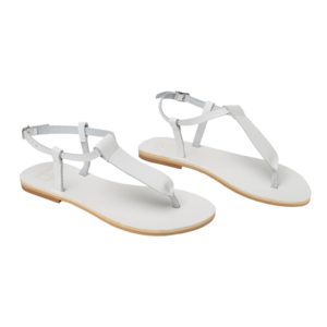 Γυναικεία σανδάλια άσπρα από δέρμα, Σανδάλια Παξοί - δέρμα, boho, φλατ, ankle strap