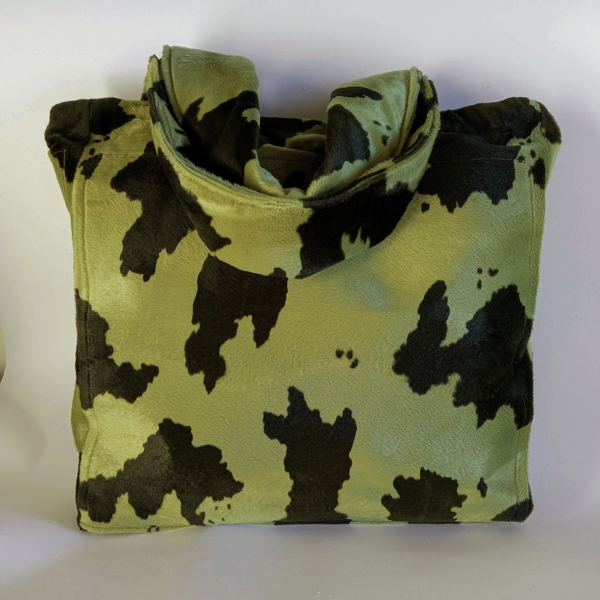 Τσάντα tote ώμου animal print χειροποίητη από γούνα - ύφασμα, animal print, ώμου, all day, tote - 3