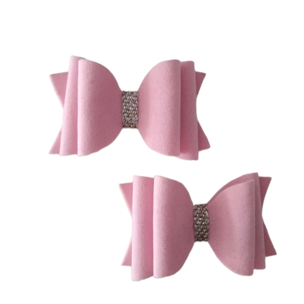 Φιογκάκια μαλλιών "lovely pink" σετ των 2 - ύφασμα, λαστιχάκι, hair clips, δώρο γεννεθλίων