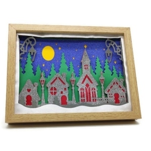 Φωτιζόμενο 3D κάδρο (shadow box) christmas home - διακοσμητικά, φωτιζόμενα κάδρα, κορνίζες