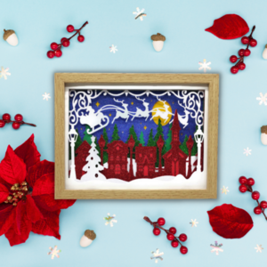 Φωτιζόμενο 3D κάδρο (shadow box) christmas home2 - διακοσμητικά, φωτιζόμενα κάδρα, κορνίζες - 2