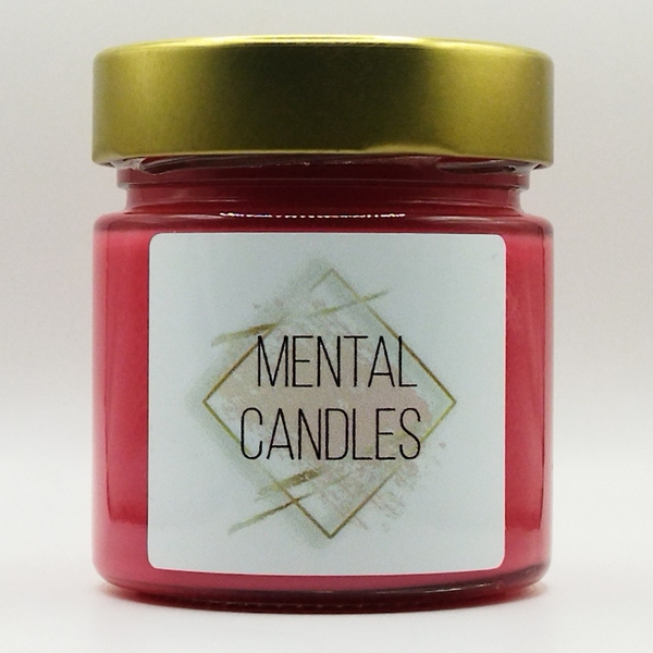 Κερί αρωματικό 212ml με άρωμα φράουλά κόκκινο σε γυάλινο βάζο με καπάκι 8 χ 7 εκ - αρωματικά κεριά - 4