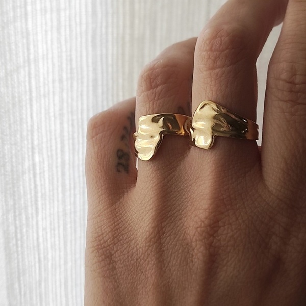 Lydia χρυσό ατσάλινο δαχτυλίδι - chevalier, γεωμετρικά σχέδια, ατσάλι, αυξομειούμενα