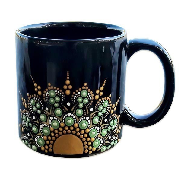 Κεραμική κούπα mandala 360ml "Άρτεμις" - ζωγραφισμένα στο χέρι, πηλός, κούπες & φλυτζάνια, πρωτότυπα δώρα