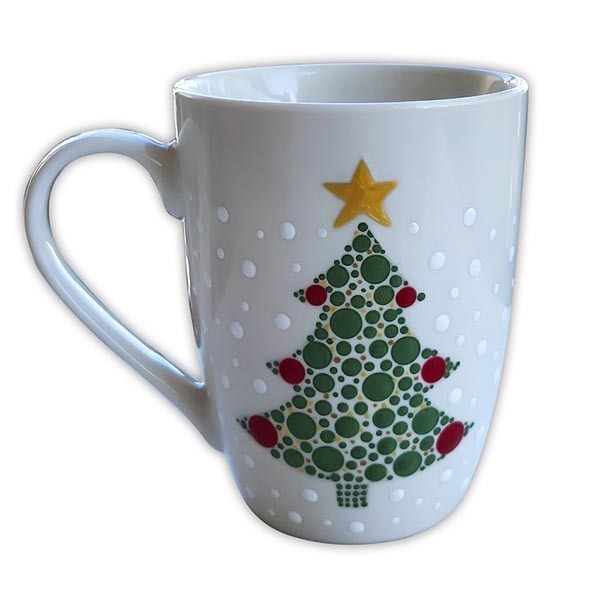 Χριστουγεννιάτικη κούπα έλατο 330ml, ζωγραφισμένη στο χέρι - ζωγραφισμένα στο χέρι, πηλός, κούπες & φλυτζάνια, είδη κουζίνας, δέντρο