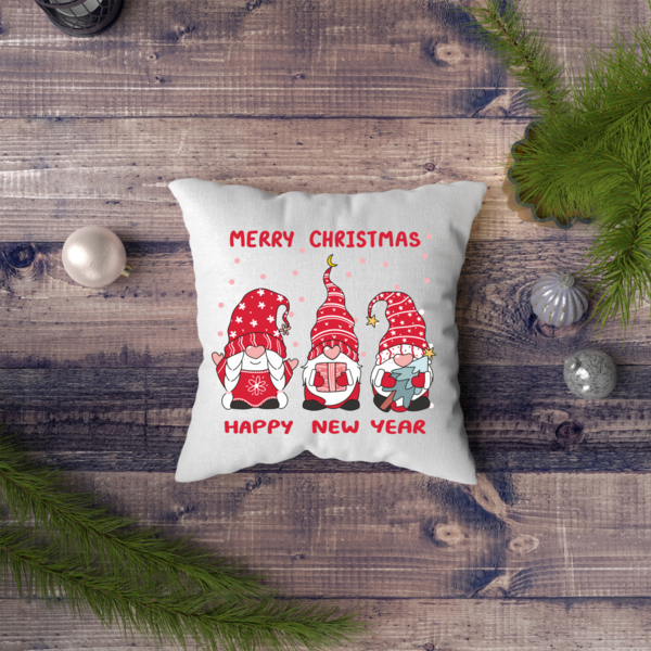 διακοσμητικό μαξιλάρι νάνοι καλικαντζαράκια με αφιέρωση - ύφασμα, λευκά είδη, χριστουγεννιάτικα δώρα, προσωποποιημένα - 2