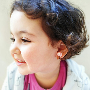 Παιδικά Σκουλαρήκια από πολυμερικό πηλό για κορίτσια με ή χωρίς τρύπες στα αυτιά, Παιδικό κόσμημα , Δώρο για κορίτσια, Ροζ παγωτό - πηλός, καρφωτά, μικρά - 2