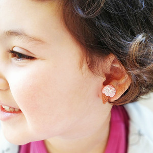 Παιδικά Σκουλαρήκια από πολυμερικό πηλό για κορίτσια με ή χωρίς τρύπες στα αυτιά, Παιδικό κόσμημα , Δώρο για κορίτσια, Ροζ παγωτό - πηλός, καρφωτά, μικρά - 4