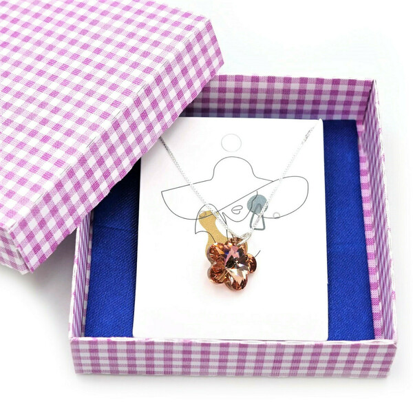 Κολιέ Λουλούδι Κρυστάλλινο, Χρώμα Capri Gold, Γυναικείο Κόσμημα με Ασημένια Αλυσίδα Τετράγωνη 45εκ. Nikolas Jewelry - γυαλί, charms, κοντά, λουλούδι, ατσάλι - 5