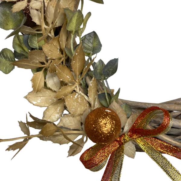 Διακοσμητικο βεργινο καφε χριστουγενιατικο στεφανι διαμ. 20cm - ξύλο, στεφάνια, διακοσμητικά, χριστουγεννιάτικα δώρα - 3