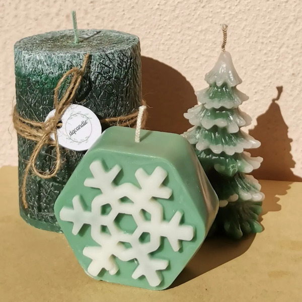 Christmas Premium Κερί Ελαιοκράμβης - Χιονονιφάδα 3 - αρωματικά κεριά, χριστουγεννιάτικα δώρα, κερί σόγιας, vegan κεριά - 2