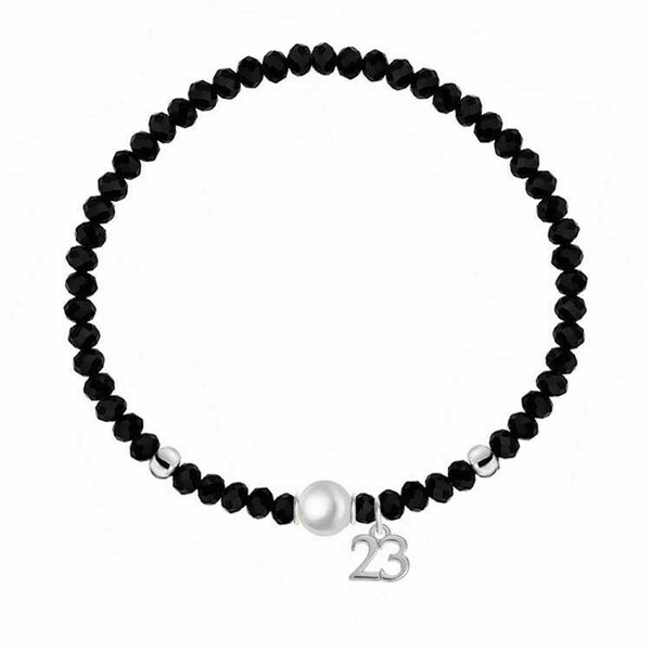 Βραχιόλι Γούρι 23 Από Κρύσταλλα Μαύρα Με Μαργαριτάρι AA25641 - μαργαριτάρι, ορείχαλκος, κρύσταλλα, επιπλατινωμένα, γούρι 2023