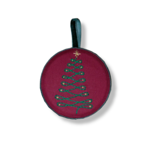 Κεντημένο χειροποίητο χριστουγεννιάτικο στολίδι- Δέντρο - ύφασμα, αστέρι, βελούδο, στολίδια, δέντρο