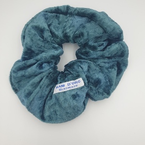 XL scrunchie λαστιχάκι για τα μαλλιά - βελούδινο πετρόλ 20×20cm - ύφασμα, λαστιχάκια μαλλιών - 4