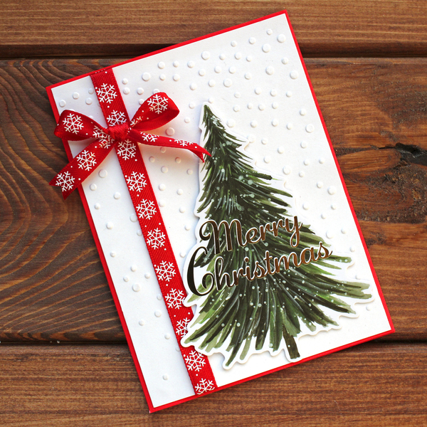Χριστουγεννιάτικη κάρτα "Merry Christmas"- tree - χαρτί, ευχετήριες κάρτες - 4