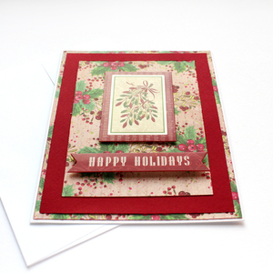 Χριστουγεννιάτικη κάρτα "Happy Holidays"-γκι - χαρτί, ευχετήριες κάρτες - 4
