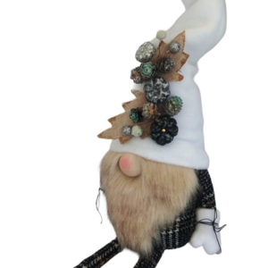 Νάνος (Gnome) υφασμάτινος με λευκό σκούφο 70 εκ - ύφασμα, γιαγιά, διακοσμητικά, χριστουγεννιάτικα δώρα, άγιος βασίλης - 2