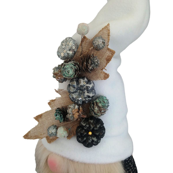 Νάνος (Gnome) υφασμάτινος με λευκό σκούφο 70 εκ - ύφασμα, γιαγιά, διακοσμητικά, χριστουγεννιάτικα δώρα, άγιος βασίλης - 3
