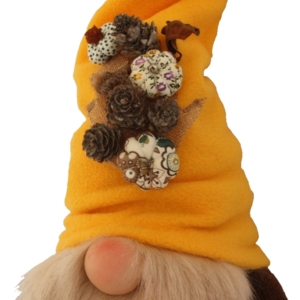 Νάνος (Gnome) υφασμάτινος με ώχρα σκούφο 70 εκ - ύφασμα, μαμά, διακοσμητικά, χριστουγεννιάτικα δώρα, άγιος βασίλης - 3