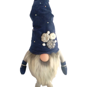 Νάνος (Gnome) υφασμάτινος με σκούρο μπλε σκούφο 70 εκ - ύφασμα, παππούς, μπαμπάς, διακοσμητικά, άγιος βασίλης