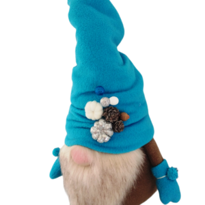 Νάνος (Gnome) υφασμάτινος με τιρκουάζ σκούφο 70 εκ - ύφασμα, παππούς, διακοσμητικά, χριστουγεννιάτικα δώρα, άγιος βασίλης - 2