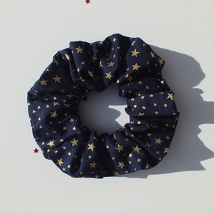 Σετ δώρου με 3 χριστουγεννιάτικα Scrunchies χρυσό/navy - ύφασμα, χειροποίητα, αξεσουάρ, χριστουγεννιάτικα δώρα, δώρα για γυναίκες - 2