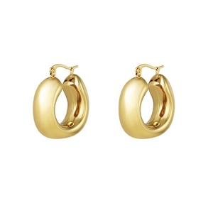 Verona Earrings Gold - επιχρυσωμένα, κρίκοι, ατσάλι, μεγάλα