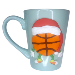 Κούπα μπάλα μπάσκετ Christmas edition από πολυμερικό πηλό - πηλός, χριστουγεννιάτικα δώρα, είδη κουζίνας, για παιδιά