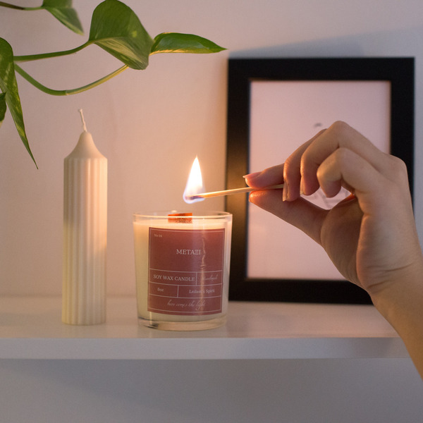 Kalea - Κερί Ελαιοκράμβης "κολόνα" (14 cm) - κερί, φυτικό κερί, 100% φυτικό - 4