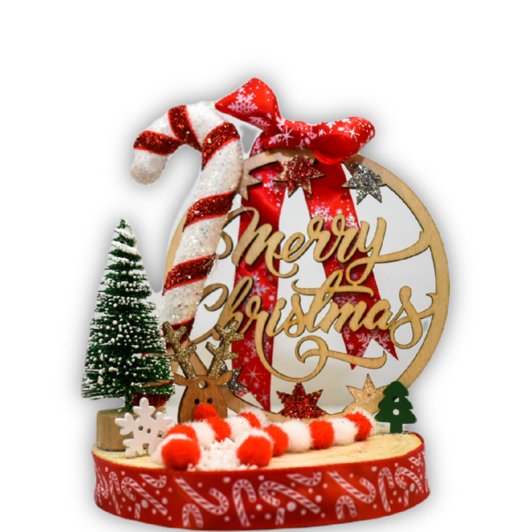 Επιτραπέζιος Διακοσμητικός Ξύλινος Κορμός Merry Christmas 14x10εκ - ξύλο, διακοσμητικά, πρωτότυπα δώρα, δέντρο