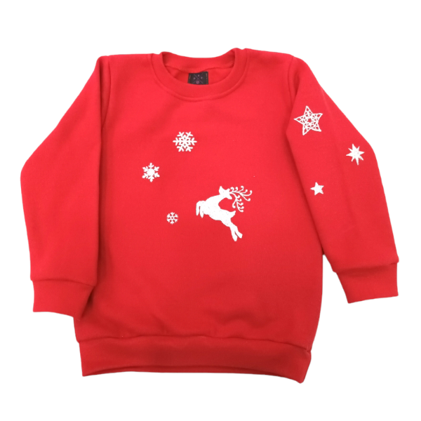 Χειροποίητη Χριστουγεννιάτικη παιδική UNISEX φούτερ μπλούζα-CH004-2022 - κορίτσι, αγόρι, χριστουγεννιάτικα δώρα, παιδικά ρούχα - 2