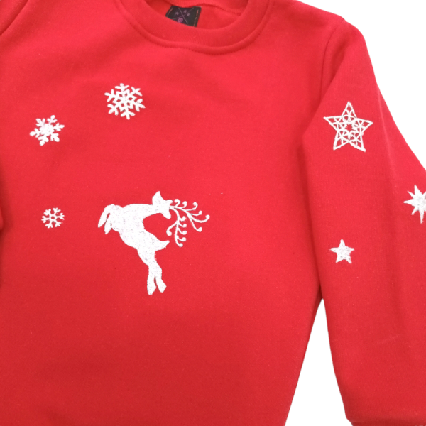 Χειροποίητη Χριστουγεννιάτικη παιδική UNISEX φούτερ μπλούζα-CH004-2022 - κορίτσι, αγόρι, χριστουγεννιάτικα δώρα, παιδικά ρούχα - 3