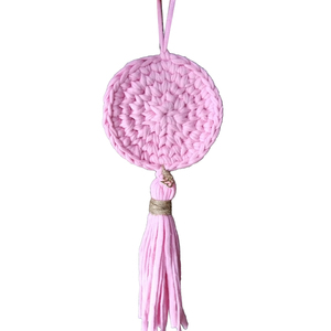Χειροποίητο πλεκτό κρεμαστό ροζ (30cm) - νήμα, κρεμαστά, κρεμαστά στοιχεία