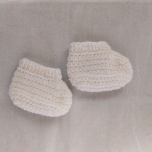 Χειροποίητα Πλεκτά λευκά παπουτσάκια αγκαλιάς (0-3 μηνών) - Δώρο για νεογέννητο - κορίτσι, 0-3 μηνών, δώρο γέννησης, αγκαλιάς - 3