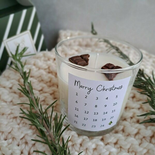 Christmas Calendar / Kερί σόγιας σε συσκευασία δώρου 240gr - αρωματικά κεριά, χριστουγεννιάτικα δώρα, κερί σόγιας, κεριά & κηροπήγια - 2